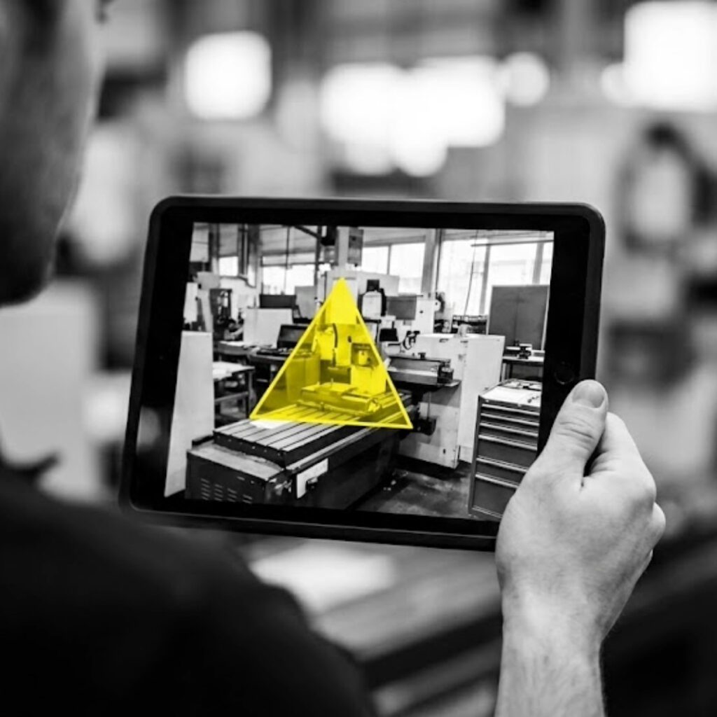 Hochpräzise industrielle Fertigung mit 3D-Scan-Technologie in der Werkstatt.